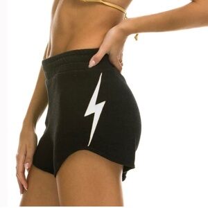 Aviator Nation Black Lightning Bolt Athletic Shorts